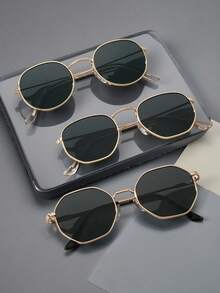 1 件/2 件/3 件金属经典几何女士夏季热带海滩度假时尚眼镜多件组合钓鱼、驾驶、聚会、日常佩戴 - 灰色 - 查看 4