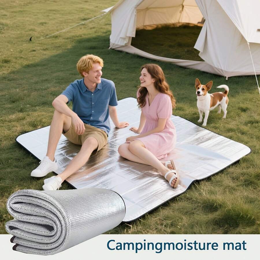 1 件防水沙滩垫 - 轻质防沙垫、露营垫、帐篷垫、防水铝制可折叠野餐沙滩垫、野餐垫防潮户外野餐垫防水便携式露营帐篷垫、背包、徒步旅行、露营
