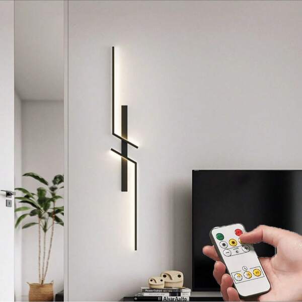 1 pièce Applique murale LED rechargeable, Barre lumineuse longue de 60/80 cm, Corps en aluminium, Batterie 4000 mAh, Interrupteur tactile, Télécommande à gradation, Lampe et lanterne de décoration de luxe, Facile à installer pour la chambre, la salle à manger, le salon, le couloir, la galerie d'art, la villa, les escaliers, Appareil d'éclairage