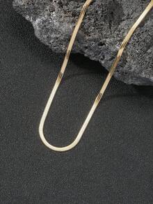 1pc Fashion Simple Couple/BFF Flat Snake Bone Chain Necklace, Versatile Accessory For Different Occasions - Necklace - View 10