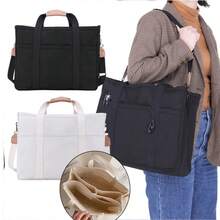 Bolso de lona de gran capacidad, bolso de pañales con múltiples bolsillos, compartimentos y correa de hombro ajustable, bolso de viaje cruzado de diseño funcional adecuado para uso diario, trabajo, viajes y compras. - Negro - Ver 8