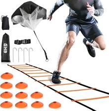 Agility Ladder Speed Training Ladder Workout Ladder With Or 10 Cones 12 Rung 20ft With Resistance Parachute - Orange-10 Cones - View 1
