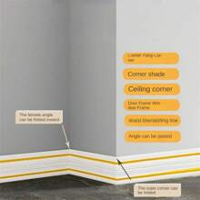 1pc 2.3mx14cm Self-Adhesive Flexible Foam Molded Decoration Foam Wall Edge Strip , Peel And Stick Baseboard Molded Decoration, 3D Decorative Wall Line Floor Wallpaper Borde