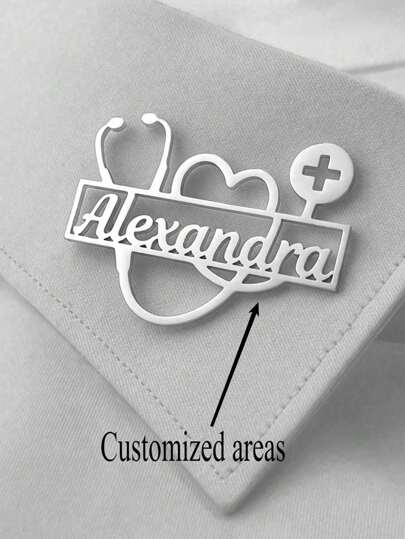 Insignia de nombre personalizada para estetoscopio médico, insignia de solapa personalizada para estetoscopio de doctor/enfermera, etiqueta de nombre de acero inoxidable, accesorio multifuncional, joyería para niñas