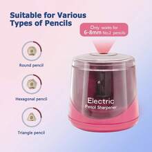 Pencil Sharpener, Battery (Not Lncluded) Or USB Powered Small Portable NO2 Pencils, Automatic Home And Office (Pink)