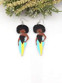 1 Cặp phụ nữ xinh đẹp in UV, Bản đồ, Quốc kỳ, Địa lý Châu Phi, Hoa tai gỗ cho phụ nữ Châu Phi, Quà tặng Câu lạc bộ Trang sức Tự làm cho Bữa tiệc Châu Phi cổ điển - người phụ nữ châu phi - Xem 11