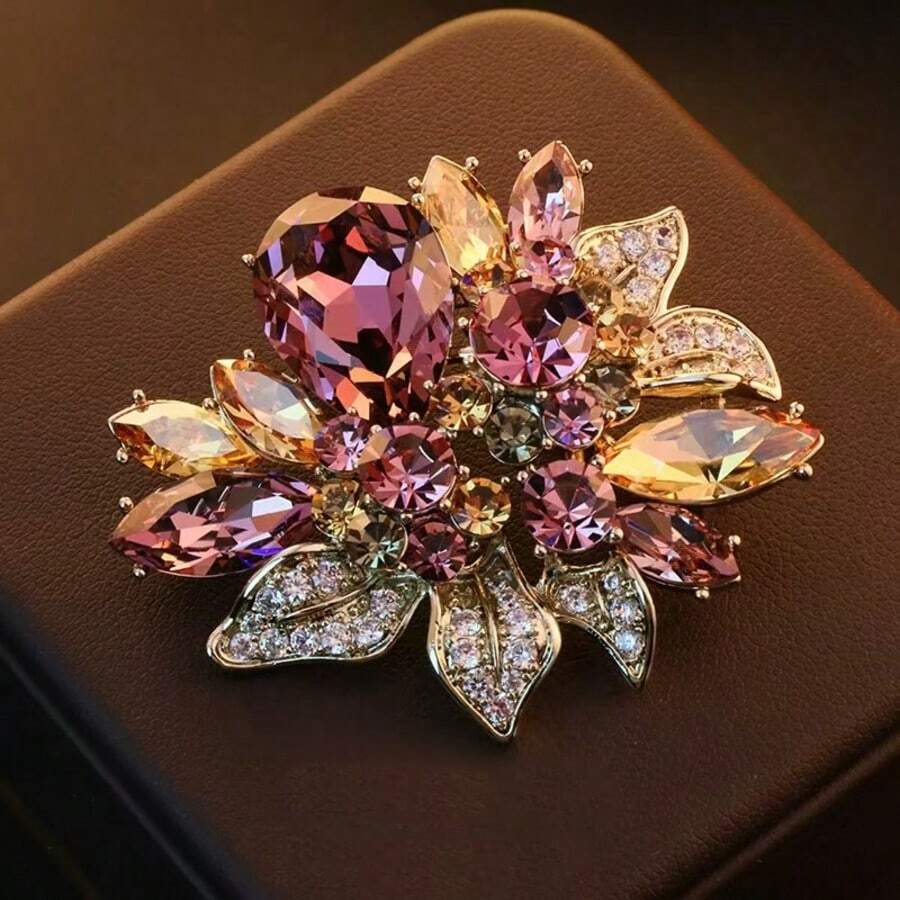 1pc Casual Party Crystal Brooch Accessory - Gold - View 1