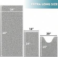 Upgrade Extra Large Bathroom Rugs Set 3 Pieces Thick Absorbent Chenille Bath Mat,Ultra Soft Bathroom Mats,Non Slip Bathroom Floor Mats,Washable Toilet Rug For Bathroom, Bedroom, Kitchen,Light Grey - 灰色 - 查看 2