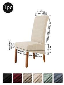 1 件/4 件/6 件米色条纹格子高弹力餐椅套，现代涤纶可水洗防尘椅套，适用于餐厅、酒店、深灰色、卡其色、黑色、秋季装饰、房间装饰、返校季、学校用品 - 米色 - 查看 9