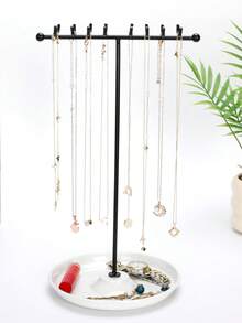 1 Pc T-Shaped Hanging Jewelry Stand, Gold And Black, 19 Cm Wide And 32 Cm High, Suitable For Organizing And Storing Necklaces, Earrings, Bracelets, Watches, Jewelry And Other Items, A Valentine's Day Gift - Multicolor - View 11
