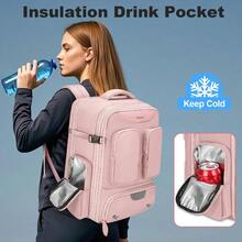 Vacuum Backpack Expandable Vacuum Seal Carry On Backpack With Rain Cover 17'' Laptop Comprion Backpacks Travel With Shoe Compartment TSA Appd Personal Item Comprion Back Pack Pink-0029 - 如圖 - 查看 8