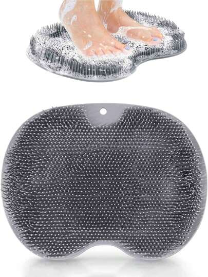 1 peça de almofada de massagem de silicone para banho de pés, escova de banho multifuncional com múltiplas funções de esfoliação, limpeza dos pés, esfoliação e lavagem das costas, adequada para chuveiro de banheiro - Cuidados com os pés - Esfoliante para os pés - Artigos para banheiro - Decoração de banheiro - Esfoliante para as costas do chuveiro