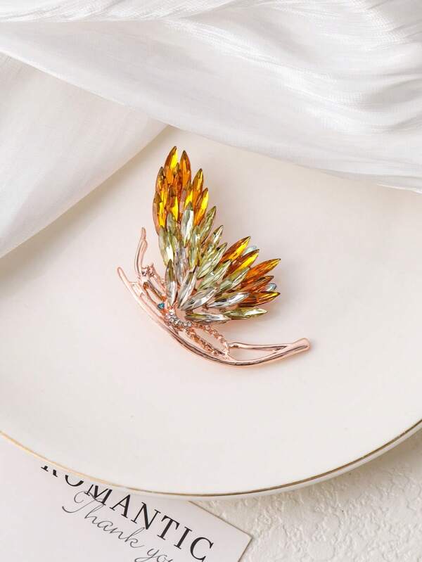 1pc Fashionable & Elegant Colorful Sparkling Butterfly Brooch, Versatile For Party, Gathering, & Casual Wear Backpack For School