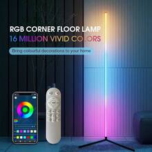 LED Corner Floor Lights -16Million DIY Color Changing, RGB Smart Modern Lights With Remote Control And APP Control, USB Power Supply, Four Modes With Music, Game Room, Living Room Office And Party Decor - Black - View 6