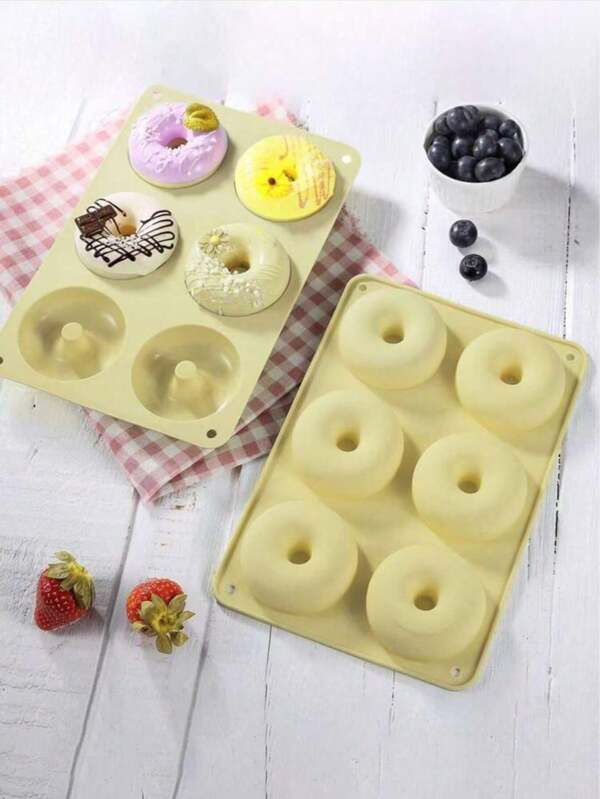 1 pièce Moule de cuisson en silicone pour donuts à 6 cavités, moule à gâteau et pain, outil de cuisine