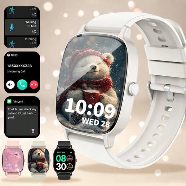 Gawsug 1 pièce Nouvelle montre connectée, montre connectée pour hommes, montre de fitness, écran TFT de 1,85 pouces, 40 mm, fonction d'appel, rappels d'informations, modes sport multiples, enregistrement des activités, prévisions météorologiques, capacité de batterie de 300 mAh, charge sans fil USB, suivi de l'activité avec tracker de sommeil, podomètre, compatible avec Android/iOS, convient aux hommes et aux femmes, design élégant, cadeau idéal pour les fêtes