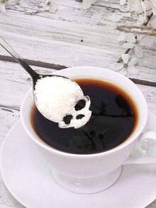 1pc 6" 304 Stainless Steel Coffee Spoon Accessory For Gothic Skeleton Home Decor, Mini Spoon Or Kitchen Utensil, Kitchen Gift, Novelty Skeleton Gift For Horror Chef, Table Decoration For Halloween Party. - Multicolor - View 4