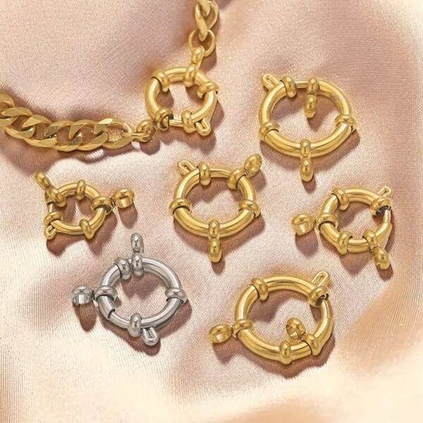 1/4 stuks 304 roestvrijstalen ring katapult sluiting sieraden accessoire DIY ketting armband 18K vergulde verbindingssluiting kleurvaste hanger sluiting