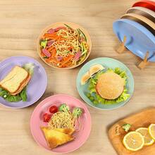 European-Style Wheat Straw Round Plate, New Plastic Anti-Fall Household Plate - Black - View 5