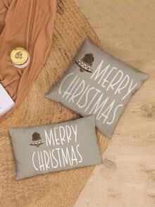 4pcs Christmas Merry Christmas Pillow Covers, Christmas Decorative Cushion Covers, Christmas Tree, Christmas Sled, Red Plaid, Black Plaid, Christmas Gifts, Machine Washable & Dry Clean, Invisible Zipper, Suitable For Room Decor, Sofa Decor, No Pillow Insert - Brown - View 9