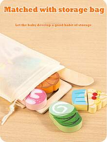 Wooden Children's Simulation House Fruit Vegetable Food Dessert Hook And Loop Cut Toy Creative Kitchen Toy Suitable For Boys And Girls