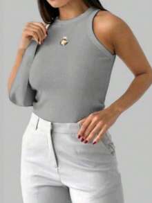 Casual Tank Top Autumn Spring And Summer - 灰色 - 查看 2