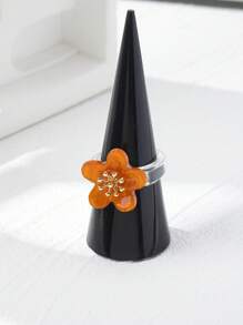 1 pieza Anillo de flor colorido de acrílico, diseño minimalista de moda, adecuado como regalo para mujeres para el Día de San Valentín o el Día de la Madre, color aleatorio