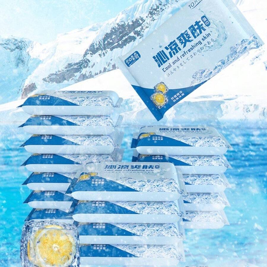 10pcs/Pack Halloween Cooling Wet Wipes, Lemon Refreshing Revitalizing Wet Tissues, Daily Cleaning Wet Wipes, Portable Travel Wet Wipes. Please Purchase Cautiously!