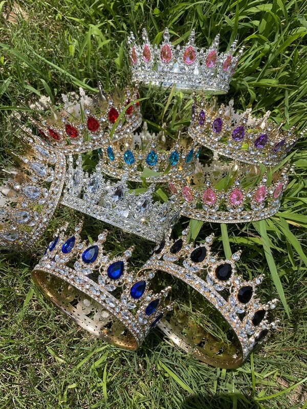 1 pièce Tiare style baroque élégante en diamant, couronne de mariée de luxe pour princesse, accessoire de tête rond brillant pour femmes, accessoire de cheveux de mariage exquis, non lavable, bijou pour occasions spéciales