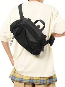 1pc Black/White/Purple Nylon Casual Crossbody Bag, Lightweight Tactical Outdoor Sports Waist Pack, Unisex Versatile Messenger Bag Suitable For Hiking, Cycling, Travel, Outdoor Activities, Great Gift For Boyfriend/Men Belt Bag For Men - Multicolor - View 12