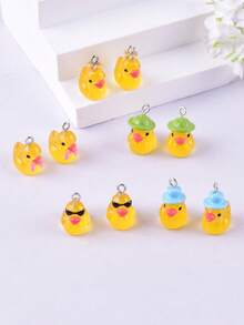 10pcs Assorted Cute 3D Resin Crown, Duck, Bowknot, Duck Eye-Glasses, Tree Jewelry Pendant, Earring, Necklace Accessories - Multicolor - View 2