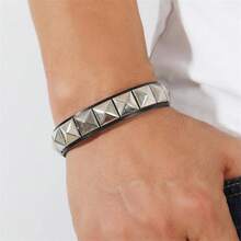 Xiacheng 3 Pcs Punk Rock Studded Bracelet Set Spiked Leather Cuff Bracelet For Men Women 80s Wristband Emo Bracelet Adjustable - Black - View 4