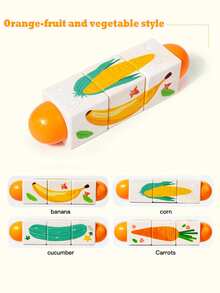 儿童木制动物旋转拼图积木婴幼儿0-3岁手抓玩具早教动物认知水果蔬菜认知交通认知益智玩具 - 彩色 - 查看 11