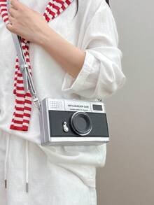 个性化奇特相机包，新款时尚盒形小手拿包，百搭优雅复古单肩包/斜挎包，适合女性、日常使用、教师礼物、旅行 - 黑色 - 查看 3