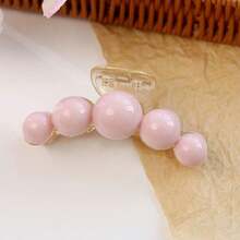 时尚大珍珠简约优雅亚克力发夹发饰，适合发髻、刘海，适合派对、通勤、服装搭配时尚发饰优雅发夹女爪夹秋冬度假装女士