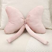 1 pieza Almohada decorativa con lazo suave, almohada de peluche con acento de lazo adorable, cojín decorativo para el hogar para cama y sofá, adecuado para todas las estaciones, boda, habitación de niñas, regalo de cumpleaños, funda de almohada de lazo de terciopelo - Almohada decorativa suave y esponjosa para dormitorio, Funda de cojín con lazo rosa y fucsia, Decoración de dormitorio bohemia y soñadora