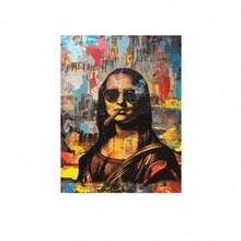 Tranh in Canvas Mona Lisa hiện đại theo phong cách Art Deco, Tranh tường chân dung theo chủ đề thời trang cổ điển, Tác phẩm nghệ thuật bằng mực không khung, Áp phích trang trí treo trong nhà cho phòng khách, phòng ngủ, văn phòng tại nhà - Thiết kế màu nước lấy cảm hứng từ Basquiat - Nhiều màu - Xem 14