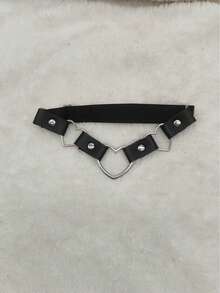 1 件可调节黑色心形皮革大腿吊袜带 秋季、秋季、万圣节 - 彩色 - 查看 4