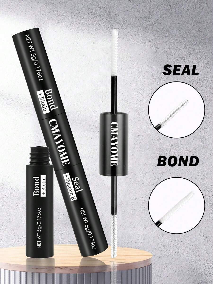 1支二合一睫毛嫁接胶水，适用于睫毛嫁接，持久耐用，不刺激皮肤，DIY睫毛嫁接胶水，睫毛刷，个人睫毛胶水，5克+5克睫毛胶水 - 黑色 - 查看 1