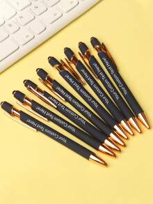 50/100pcs Customized Black Ballpoint Pens With Laser Engraved Personalized Letters And Phrases. Multifunctional Writing Pen, Stationery, Souvenir, Gift, Craft ,For Family - Black - View 2