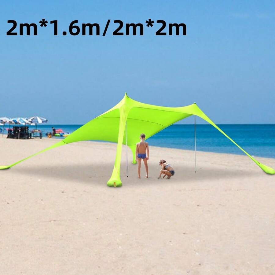 Beach Tent,Beach Stretch Tent, Outdoor Tent For Beach Camping (6.56*5.25ft/6.56*6.56ft) - màu xanh lá - Xem 1