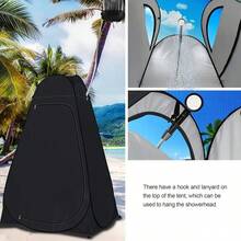 Shower Tent Pop-Up Privacy Tent Camping Portable Toilet Tent Outdoor Camp Bathroom Changing Dressing Room Instant Privacy Shelters For Hiking Beach Picnic Fishing Potty, Extra-Tall, UPF 50+ - màu đen - Xem 4