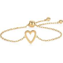 PAVOI 14K Gold Plated Matching Heart Charms Solitaire Bracelet Set For Women | Adjustable Love Friendship Two Bracelet Pack - 兩件套 - 查看 5