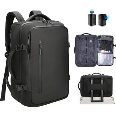 Vacuum Backpack,Airback Backpack With Pump,Laptop Backpack Travel,Waterproof, Business,College,Camping (Black)