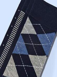 5 pares de calcetines altos para hombres, calcetines de marinero de unicolor, calcetines de cuadrícula de negocios, calcetines deportivos de calidad, talla europea/americana, calcetines de longitud de pantorrilla, calcetines negros, calcetines azules, para primavera/verano, calcetines de otoño