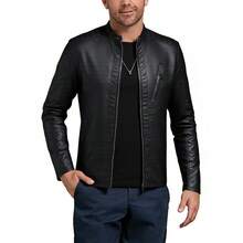 Retro Style Four Seasons Real Men's Sports And Fitness Fashion Motorcycle Style Leather Jacket, Suitable For Cycling, Running, Casual Sports, Exercise, Lightweight Windproof  Jacket - màu đen - Xem 1