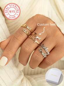 A 925 Silver Love Style Personalized Customizable Two English Name Open Ring, Suitable For Casual And Special Occasions Wear, Women's Fashion Jewelry, A Gift For Her!