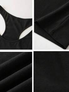 定制个性化礼物，女士T恤背心定制，可添加您自己的文字/图片（徽章图案/公司标志/全家福/自拍），设计您自己的个性化印花，背心可作为送给女朋友的礼物，情侣约会T恤，运动连帽衫等等，时尚，潮流，嬉皮，休闲，简约别致，个性化，定制，独一无二，男士服装，胶囊衣橱，男士基础/街头风格，送给他的理想礼物，男友，家人，朋友，适合度假/节日，学校/比赛，运动/攀岩，黑色夏季，健身服，复古单品 - 黑色 - 查看 5