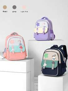 1pc's New Dopamine Color Cartoon Backpack Is Childish And Cute, With A Zipper Closure Design, Adjustable Shoulder Straps, And Comfortable Handles. It Is Suitable For Various Occasions Such As Going To School. It Has A Large Capacity And Can Easily Accommodate Daily Necessities.