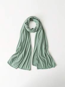 1 pièce Hijab de couleur unie avec ensemble de couvre-chef assorti pour femmes, style simple, mode et polyvalent, foulard de protection solaire avec doublure